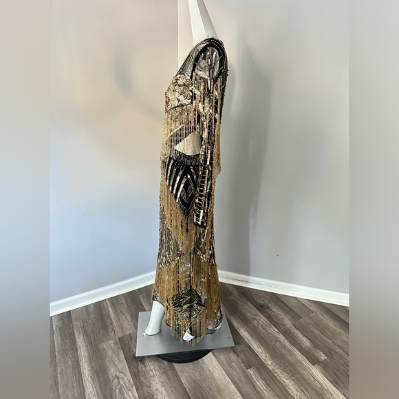 ASOS Gold and Black Fringe Dress - Picture 8 of 13